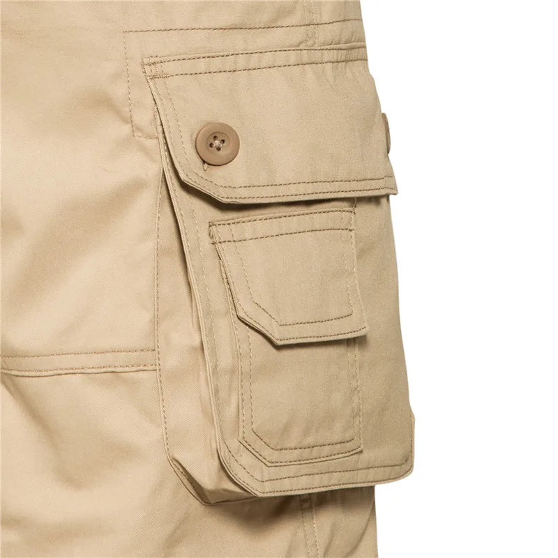 Men's Shorts Loose Large Size Multi-Pocket Overalls Summer Cotton Comfortable Nickel Pants Outdoor Casual Sports Beach Pants - 3KDyn